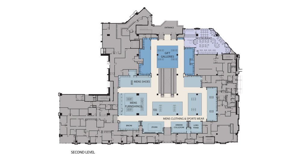 Neiman Marcus, The Bravern, Level-Two Floor Plan, Bellevue, Washington